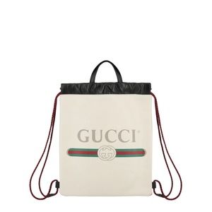 GUCCI
GUCCI WOMENS LOGO PRINT LEATHER DRAWSTRING BACKPACK